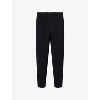 Issey Miyake Mens Homme Plisse Issey Miyake Basics Straight-Leg Pleats Knitted Trousers