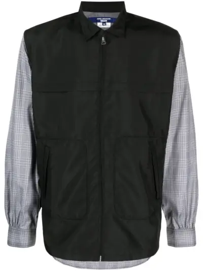 Junya Watanabe MAN plaid-check panelled cotton jacket - Black