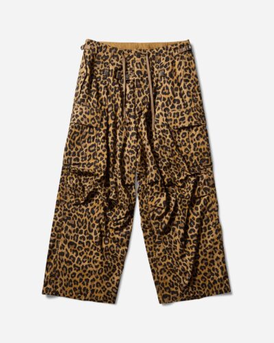 KAPITAL Men s Cotton Herringbone Leopard Jumbo Cargo Pants Brown
