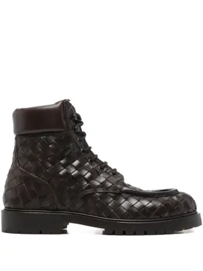 Officine Creative 30mm Boss 016 woven lace-up boots - Brown