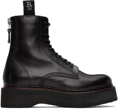 R13 Black Single Stack Boots