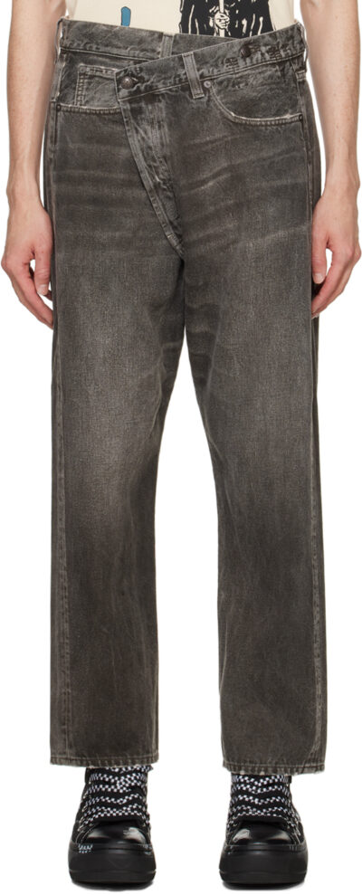 R13 Gray Crossover Jeans