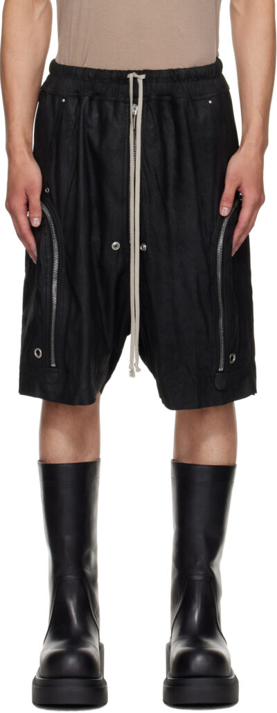 Rick Owens Black Concordians Bauhaus Bela Leather Shorts