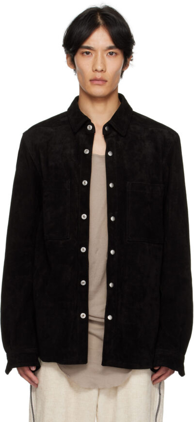 Rick Owens Black Concordians Outershirt Suede Jacket