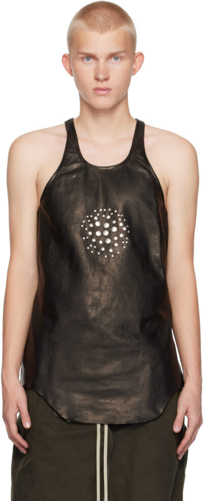 Rick Owens Black Porterville Orb Leather Tank Top