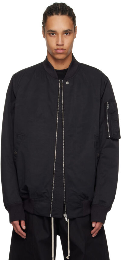 Rick Owens DRKSHDW Black Hollywood Classic Flight Bomber Jacket