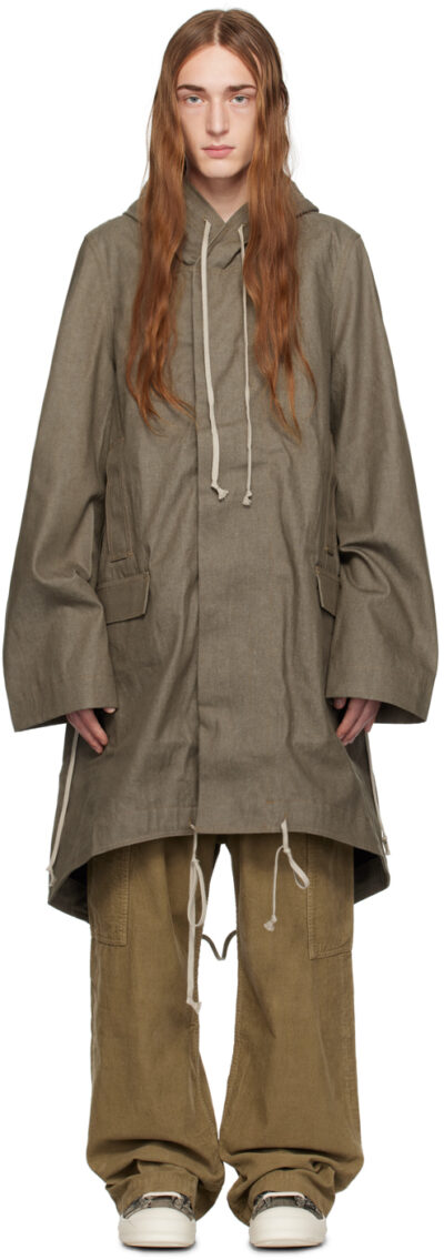 Rick Owens DRKSHDW Taupe Fishtail Coat