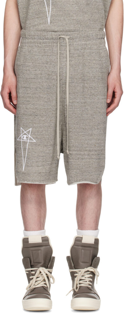 Rick Owens Gray Champion Edition Beveled Pods Shorts
