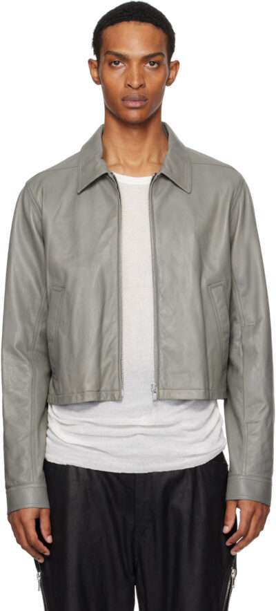 Rick Owens Gray Concordians Alice Brad Leather Jacket