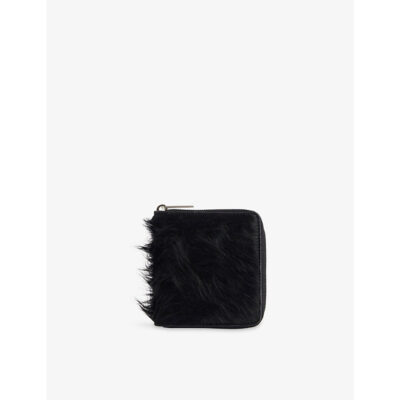 Rick Owens Mens Rick Owens Cow Fur Zipped Leather Wallet