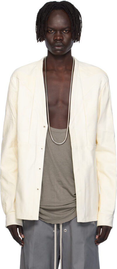 Rick Owens Off-White Girdered Larry Leather Jacket