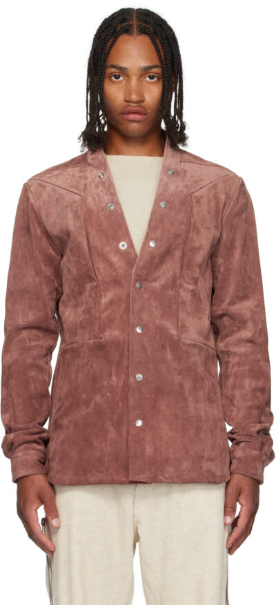 Rick Owens Pink Concordians Larry Fogpocket Suede Jacket