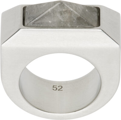 Rick Owens Silver Hollywood Crystal Pyramid Ring