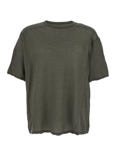 Rick Owens brad Green Crewneck T-shirt With Rear Stitching In Cotton Man