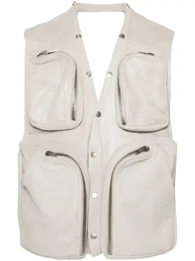 Rick Owens leather V-neck gilet - Grey