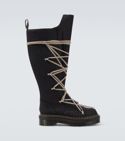 Rick Owens x Dr. Martens 1B60 Quad Sole Pentalace knee-high boots