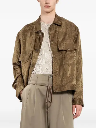 Song For The Mute floral-jacquard overshirt - Brown
