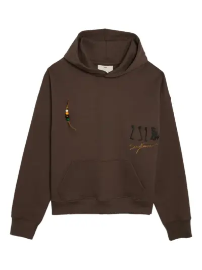 Song For The Mute sunflower-embellishment hoodie - Brown