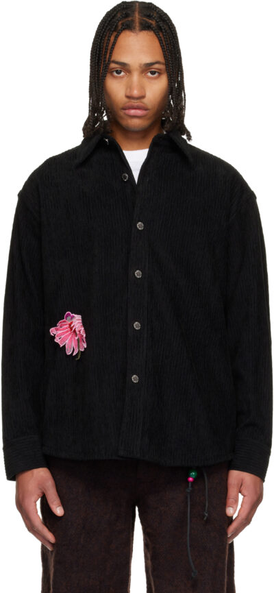 Song for the Mute Black 'Flower' Overshirt