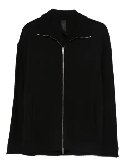 Transit zip wool cardigan - Black