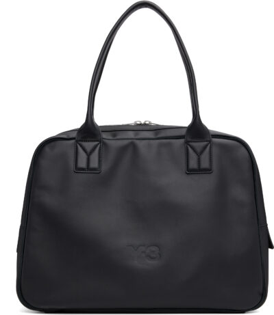 Y-3 Black Leather Airliner Bag