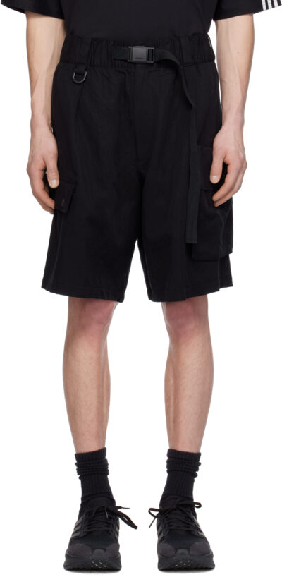 Y-3 Black Twill Cargo Shorts