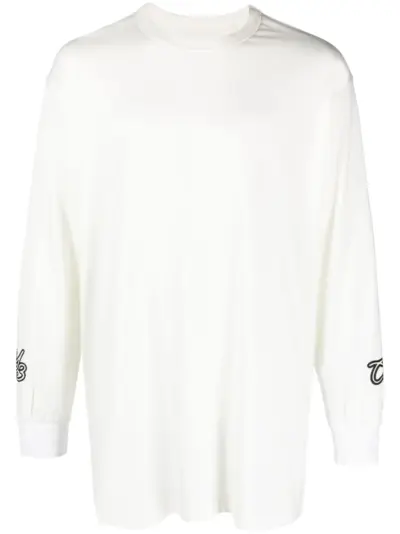 Y-3 GFX L/S logo-flocked T-shirt - White