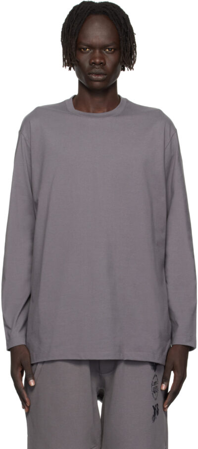 Y-3 Gray Graphic Long Sleeve T-shirt
