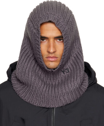 Y-3 Gray Knitted Hood Balaclava