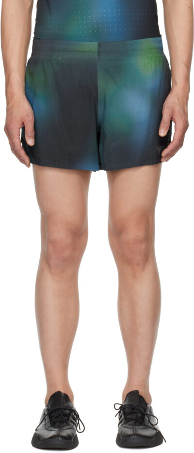 Y-3 Green Allover Print Running Shorts