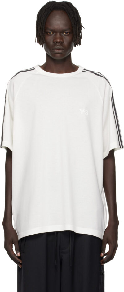 Y-3 White Short Sleeve 3-Stripes T-shirt