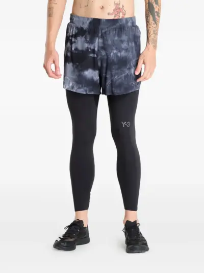 Y-3 tie-dye running shorts - Black