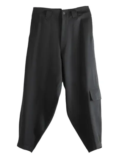 Yohji Yamamoto back pockets wool trousers - Black