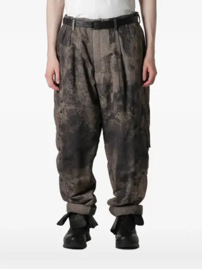 Yohji Yamamoto buttoned patterned trousers - Brown