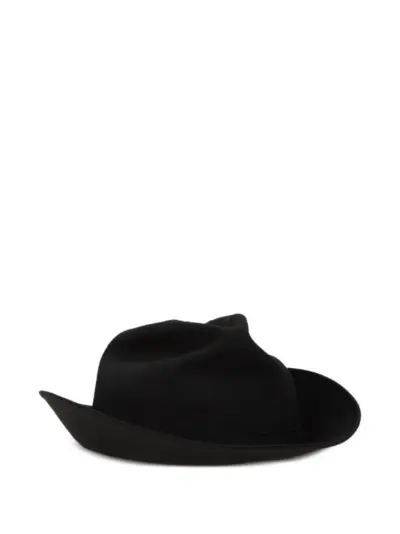 Yohji Yamamoto panelled fedora hat - Black