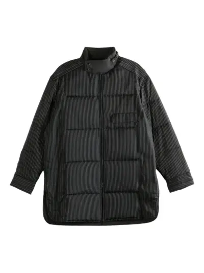 Yohji Yamamoto pinstripe pattern padded coat - Black
