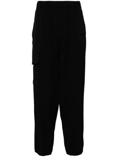 Yohji Yamamoto tapered wool trousers - Black