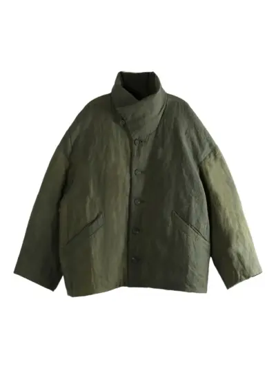Ziggy Chen buttoned funnel-neck jacket - Green