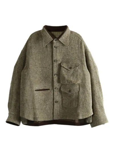 Ziggy Chen wool oversized shirt - Neutrals