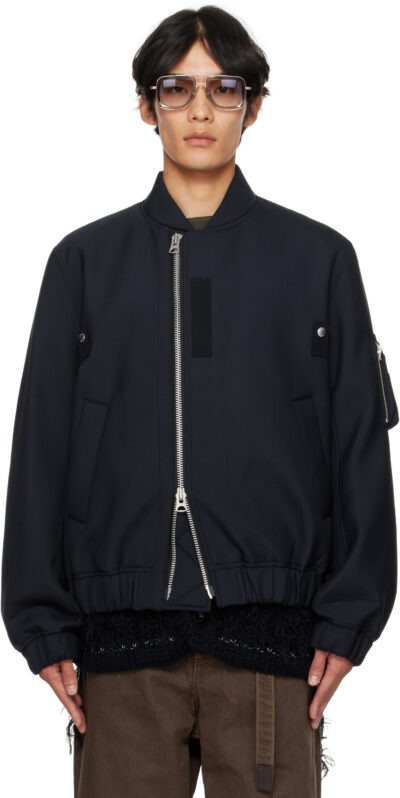 sacai Navy Suiting Blouson Bomber Jacket