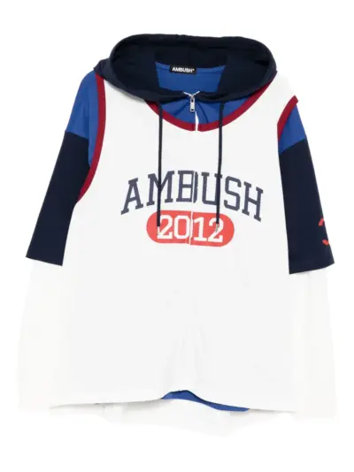 AMBUSH basketball layered hoodie - White