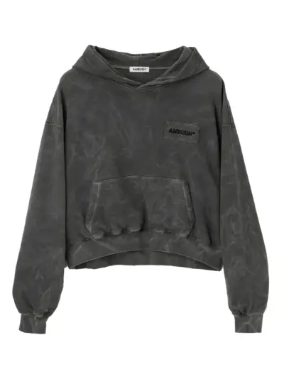 AMBUSH logo-embroidered washed hoodie - Grey