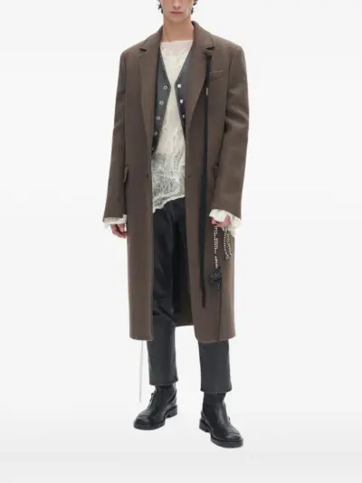 Ann Demeulemeester Melton wool coat - Brown
