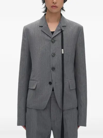 Ann Demeulemeester Reinier pinstripe ribbon jacket - Grey