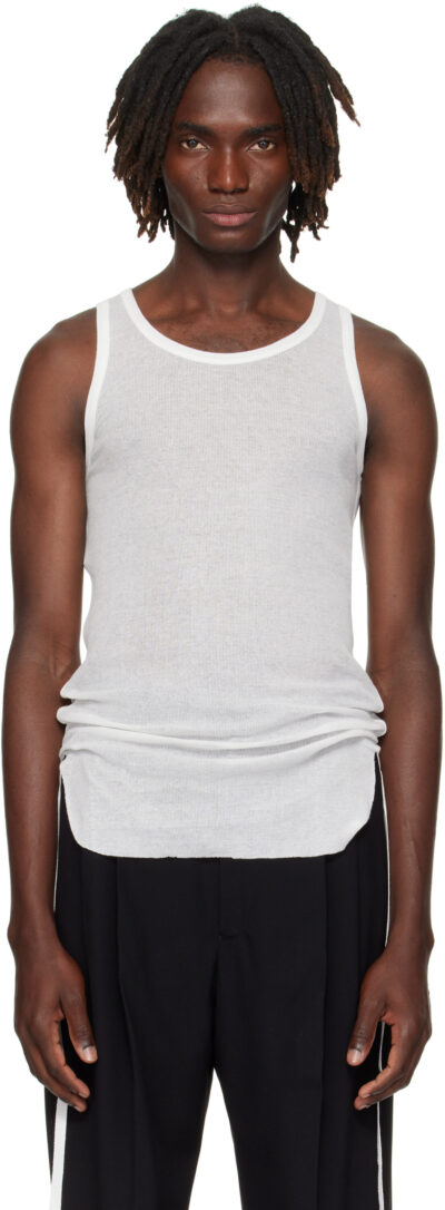 Ann Demeulemeester White Boris Wrinkled Cropped Tank Top