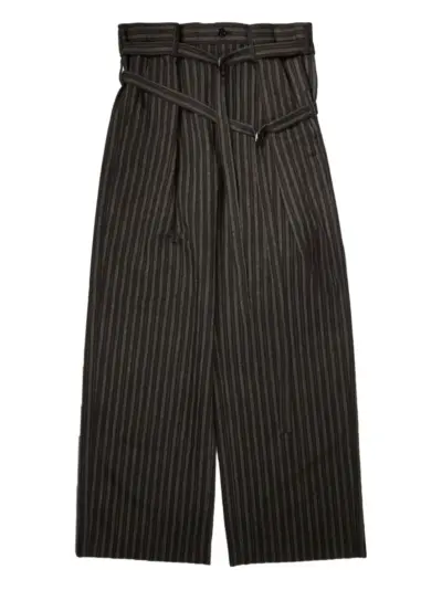 Ann Demeulemeester double-belted striped trousers - Brown