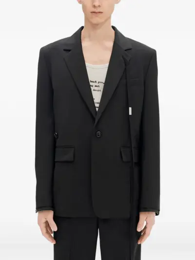 Ann Demeulemeester strap-detail wool blazer - 099|BLACK