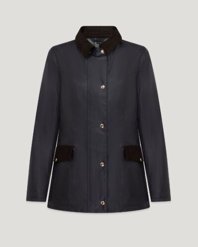 Belstaff Burghley Jacket Women's Waxed Cotton Black Size UK 12