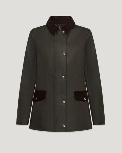 Belstaff Burghley Jacket Women's Waxed Cotton Faded Olive Size UK 16
