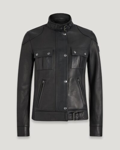 Belstaff Gangster Jacket Women's Nappa Leather Black Size UK 16
